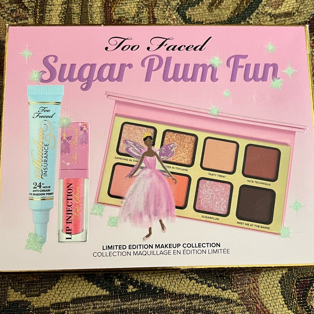 Too Faced Sugar Plum Fun Limited Edition Set of Palette, Lip Gloss and Eye Base